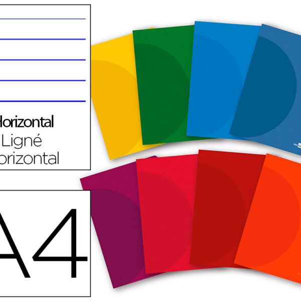 CADERNO AGRAFADO LIDERPAPEL 360 CAPA DE PLASTICO DIN A4 48 F 90 GR PAUTADO COM DUPLA MARGEM CORES SORTIDAS