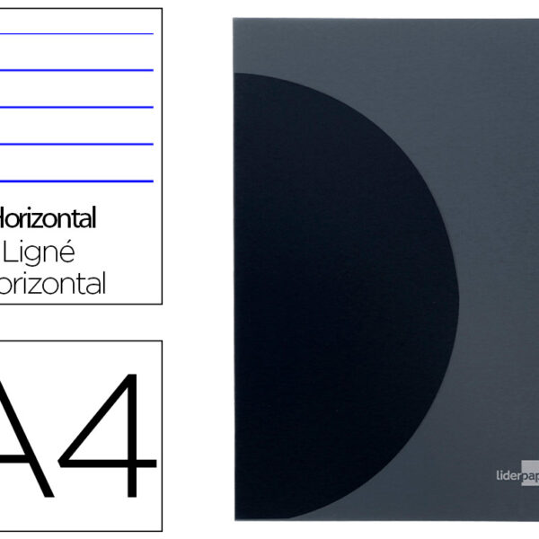 CADERNO AGRAFADO LIDERPAPEL 360 CAPA DE PLASTICO DIN A4 48 F 90 GR PAUTADO COM DUPLA MARGEM CAPA PRETA