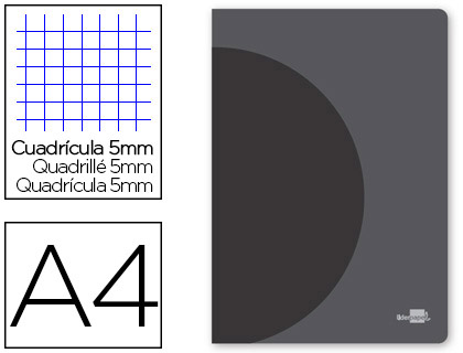 CADERNO AGRAFADO LIDERPAPEL 360 CAPA DE PLASTICO DIN A4 48 F 90 GR 5MM COM DUPLA MARGEM CAPA PRETA