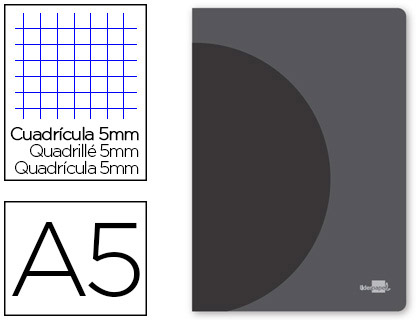 CADERNO AGRAFADO LIDERPAPEL 360 CAPA DE PLASTICO DIN A5 48 F 90 GR 5MM COM DUPLA MARGEM CAPA PRETA