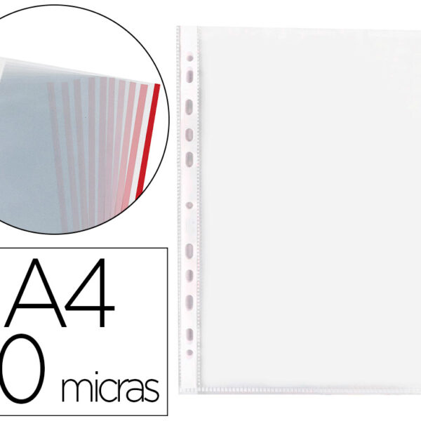 BOLSA CATALOGO/MICA Q-CONNECT DIN A4 70 MICRONS PP CRISTAL COM BORDA VERMELHA BOLSA DE 10 UNIDADES