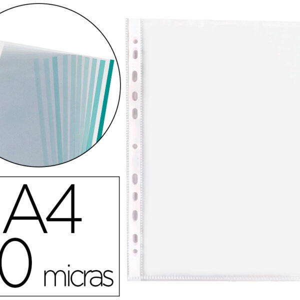 BOLSA CATALOGO/MICA Q-CONNECT DIN A4 70 MICRONS PP CRISTAL COM BORDA VERDE BOLSA DE 10 UNIDADES