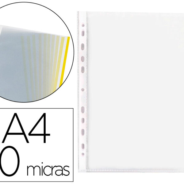 BOLSA CATALOGO/MICA Q-CONNECT DIN A4 70 MICRONS PP CRISTAL COM BORDA AMARELO BOLSA DE 10 UNIDADES