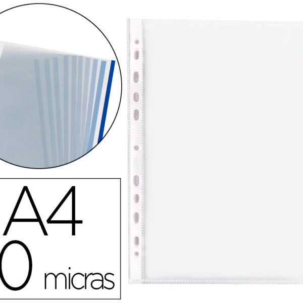 BOLSA CATALOGO/MICA Q-CONNECT DIN A4 70 MICRONS PP CRISTAL COM BORDA AZUL BOLSA DE 10 UNIDADES