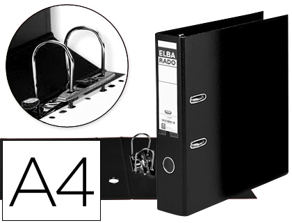 PASTA DE ARQUIVO DE ALAVANCA ELBA CARTAO DIN A4 PRETO LOMBADA DE 80 MM