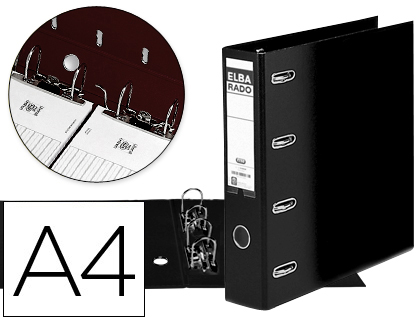 PASTA DE ARQUIVO DE ALAVANCA ELBA CARTAO FORRADO DIN A4 PRETO LOMBADA DE 75 MM RADO COM DUPLO MECANISMO