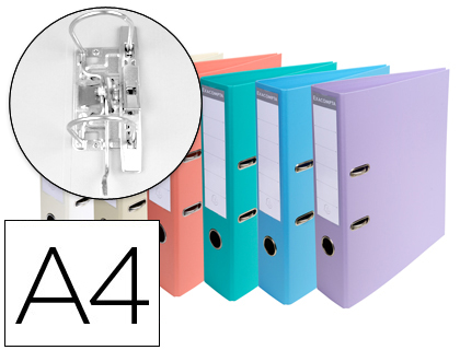 PASTA DE ARQUIVO DE ALAVANCA EXACOMPTA CARTAO FORRADO PVC DIN A4 CORES PASTEL SORTIDAS LOMBADA 70 MM COM COMPRESSOR
