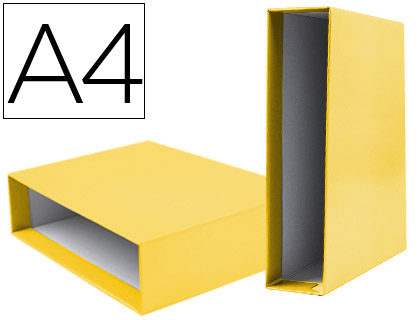 CAIXA PARA PASTA DE ARQUIVO DE ALAVANCA LIDERPAPEL DOCUMENTA DIN A4 LOMBADA 75 MM AMARELO