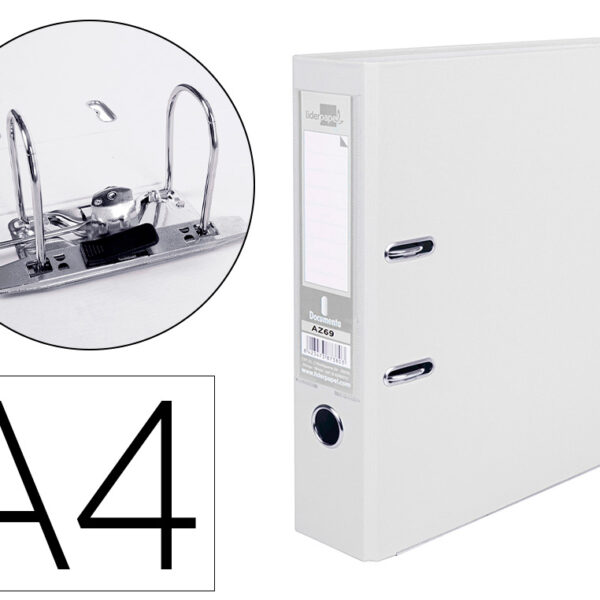PASTA DE ARQUIVO DE ALAVANCA LIDERPAPEL DOCUMENTA PVC DIN A4 LOMBADA 75 MM BRANCO
