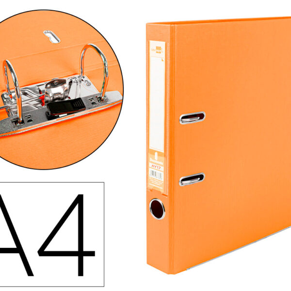 PASTA DE ARQUIVO DE ALAVANCA LIDERPAPEL DOCUMENTA PVC DIN A4 LOMBADA 52 MM LARANJA
