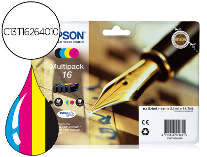 TINTEIRO EPSON 16 MULTIPACK WORKFORCE WF-2010W WF-2510WF WF-2520NF WF-2530WF WF-2540WF PRETO AMARELO CIAN E MAGENTA CAPA