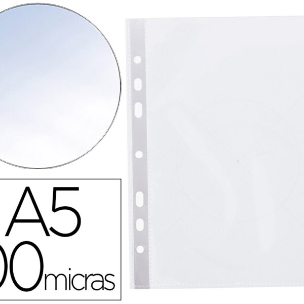 BOLSA CATALOGO/MICA Q-CONNECT DIN A5 100 MICRONS CRISTAL 6 FUROS BOLSA DE 10 UNIDADES