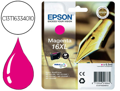 TINTEIRO EPSON 16XL WF2010W WF2510WF WF2520NF WF2530WF WF2540WF MAGENTA 450 PAG
