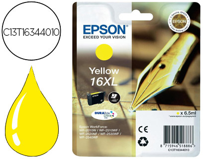TINTEIRO EPSON 16XL WF2010W WF2510WF WF2520NF WF2530WF WF2540WF AMARELO 450 PAG