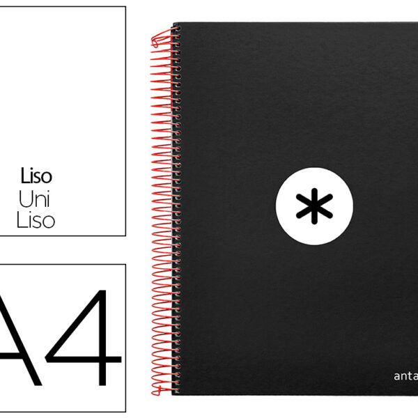 CADERNO ESPIRAL DIN A4 ANTARTIK CAPA FORRADA 120 F 100 GR LISO COM BANDAS DE CORES 4 FUROS COR PRETO