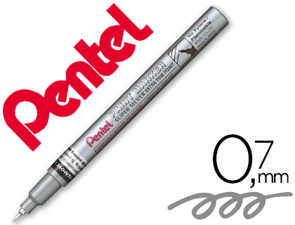 MARCADOR PENTEL PERMANENTE MFP10-Z PRATEADO PARA PINTURAS DECORATIVAS. PONTA EXTRA FINA