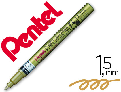 MARCADOR PENTEL PERMANENTE MSP10-X DOURADO PARA PINTURAS DECORATIVAS. PONTA FINA