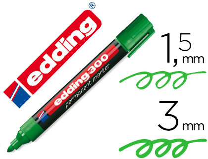 MARCADOR EDDING PERMANENTE 300 VERDE PONTA REDONDA 1,5 MM