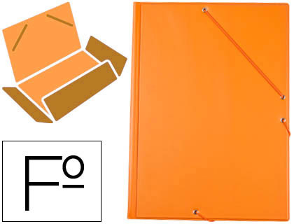PASTA DE ELASTICOS LIDERPAPEL FOLIO 3 ABAS CARTAO FORRADO PVC LARANJA