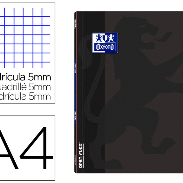 CADERNO AGRAFADO OXFORD OPENFLEX DIN A4 48 F QUADRICULA 5MM COR PRETO
