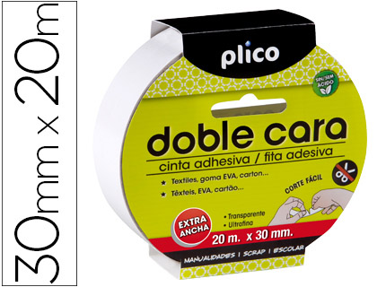 FITA ADESIVA PLICO DUPLA FACE 30MM X 20M
