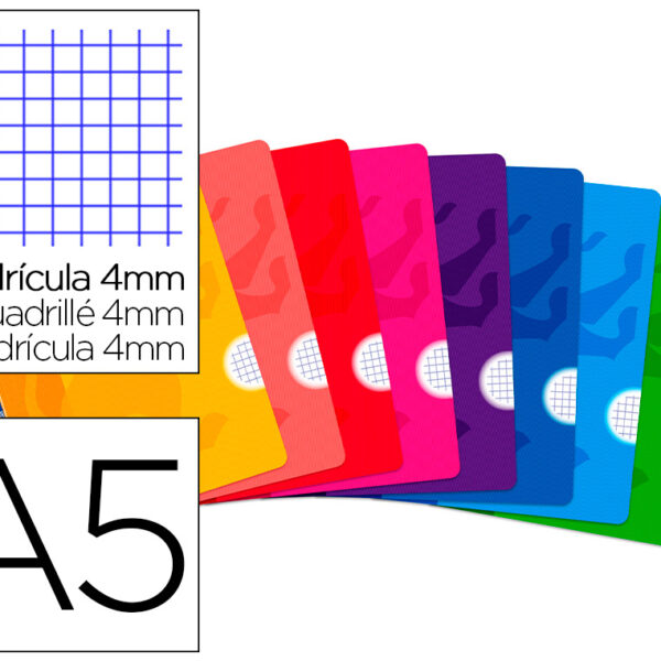 CADERNO ESCOLAR AGRAFADO OXFORD CAPA FLEXIVEL OPTIK PAPER OPENFLEX 48 FOLHAS 90 GR DIN A5 QUADRICULA 4 MM CORES SORTIDAS