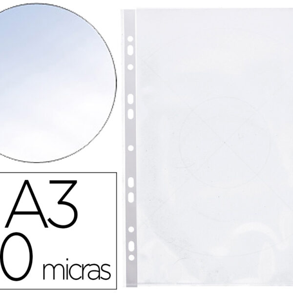 BOLSA CATALOGO/MICA Q-CONNECT DIN A3 AO BAIXO 80 MICRONS CRISTAL COM ABERTURA SUPERIOR - BOLSA DE 10