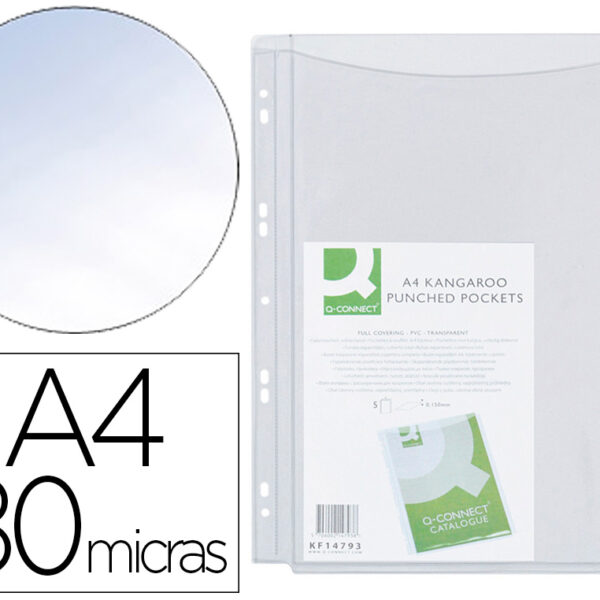 BOLSA CATALOGO/MICA Q-CONNECT COM FOLE DIN A4 PVC 180 MICRONS BOLSA DE 5 UNIDADES