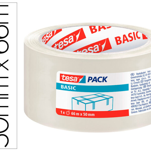 FITA ADESIVA TESA POLIPROPILENO TRANSPARENTE BASIC 66 MT X 50 MM