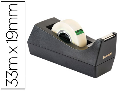 DESENROLADOR SCOTCH DE SECRETARIA C38 PRETO INCLUI 3 ROLOS DE FITA SCOTCH MAGIC 33 MT X 19 MM