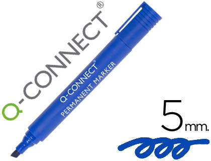 MARCADOR Q-CONNECT PERMANENTE AZUL PONTA BISELADA 5.0 MM