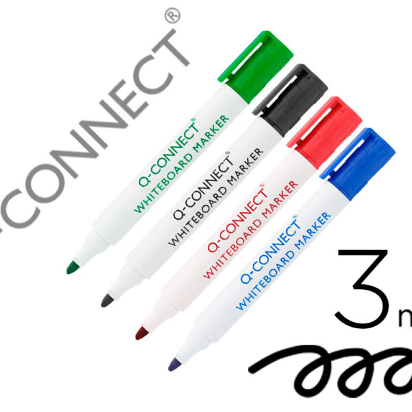 MARCADOR Q-CONNECT QUADRO BRANCO 10 CORES SORTIDAS PONTA REDONDA 3.0 MM