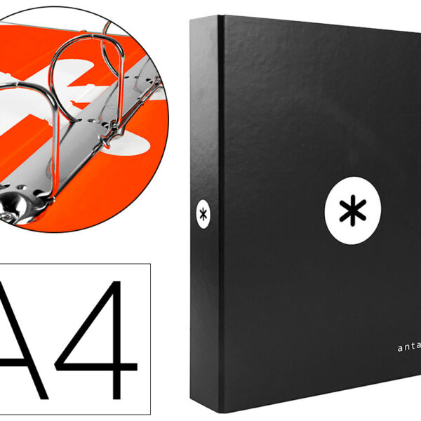 PASTA ANTARTIK DIN A4 FORRADA 4 ANEIS 40 MM MISTOS FORRADA COR PRETA