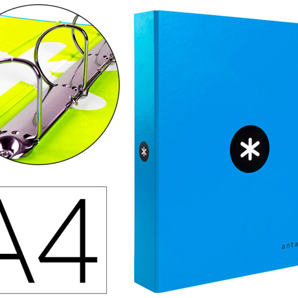 PASTA ANTARTIK DIN A4 FORRADA 4 ANEIS 40 MM MISTOS FORRADA COR AZUL