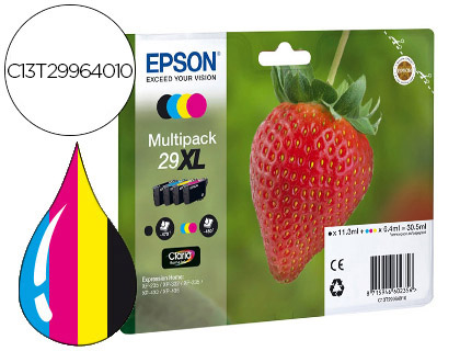 TINTEIRO EPSON HOME 29XL T2996 XP435/330/235 MULTIPACK 4 CORES PRETO/AMARELO/CIAN/MAGENTA