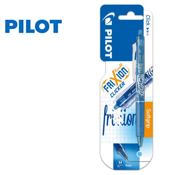 ESFEROGRAFICA PILOT FRIXION CLICKER APAGAVEL 0,7 MM COR AZUL CLARO EM BLISTER
