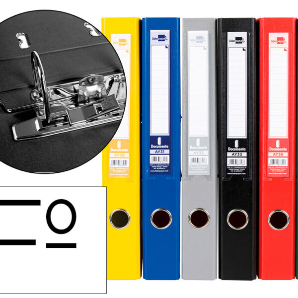 PASTA DE ARQUIVO DE ALAVANCA LIDERPAPEL DOCUMENTA PVC FOLIO LOMBADA 52 MM CORES SORTIDAS CLASSIC AZUL CINZA, PRETO VERME