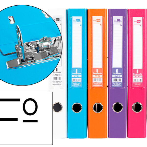 PASTA DE ARQUIVO DE ALAVANCA LIDERPAPEL DOCUMENTA PVC FOLIO LOMBADA 52 MM CORES SORTIDAS TRENDING BRANCO, LARANJA, CELES
