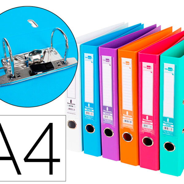 PASTA DE ARQUIVO DE ALAVANCA LIDERPAPEL DOCUMENTA PVC DIN A4 LOMBADA 52 MM CORES SORTIDAS TRENDING BRANCO, LARANJA, CELE