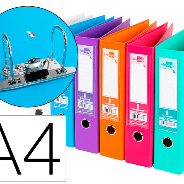 PASTA DE ARQUIVO DE ALAVANCA LIDERPAPEL DOCUMENTA PVC DIN A4 LOMBADA 75 MM CORES SORTIDAS TRENDING BRANCO, LARANJA, CELE