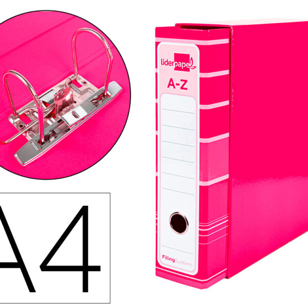 PASTA DE ARQUIVO DE ALAVANCA LIDERPAPEL FILING SYSTEM CARTAO FORRADO DIN A4 COM CAIXA ROSA