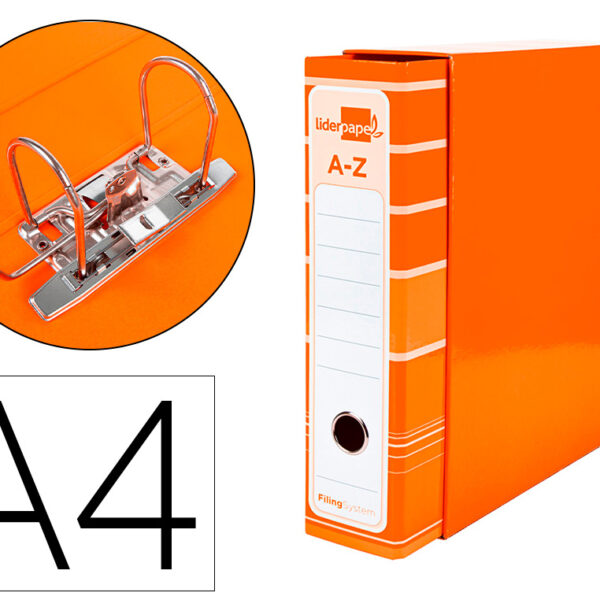 PASTA DE ARQUIVO DE ALAVANCA LIDERPAPEL FILING SYSTEM CARTAO FORRADO DIN A4 COM CAIXA LARANJA