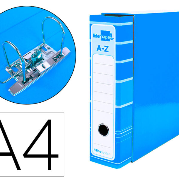 PASTA DE ARQUIVO DE ALAVANCA LIDERPAPEL FILING SYSTEM CARTAO FORRADO DIN A4 COM CAIXA CELESTE