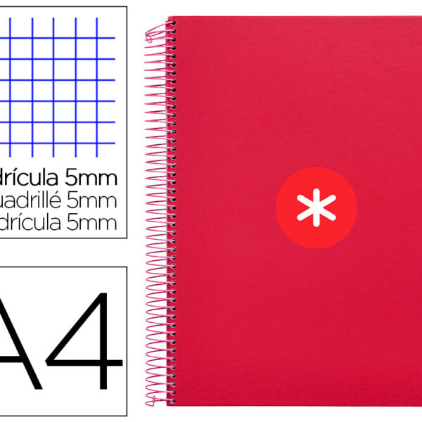 CADERNO ESPIRAL DIN A4 ANTARTIK CAPA FORRADA 120 F 100 GR QUADRICULA 5MM 5 BANDAS COR FRAMBOESA