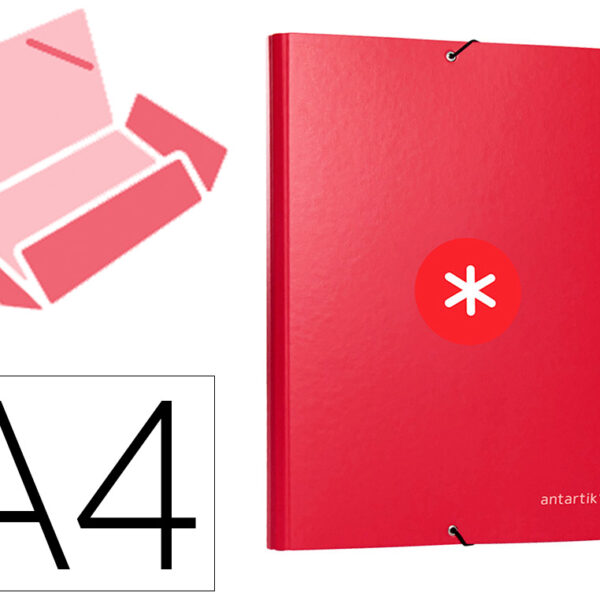 PASTA DE ELASTICOS ANTARTIK DIN A4 3 ABAS CARTAO FORRADO COR FRAMBOESA