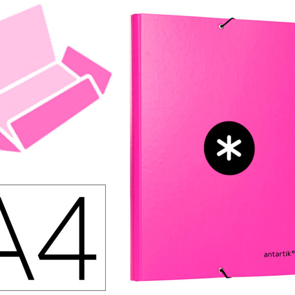 PASTA DE ELASTICOS ANTARTIK DIN A4 3 ABAS CARTAO FORRADO COR ROSA