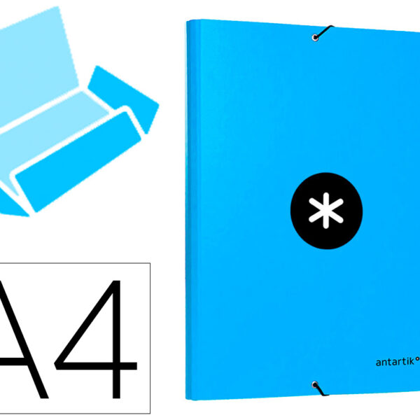 PASTA DE ELASTICOS ANTARTIK DIN A4 3 ABAS CARTAO FORRADO COR AZUL