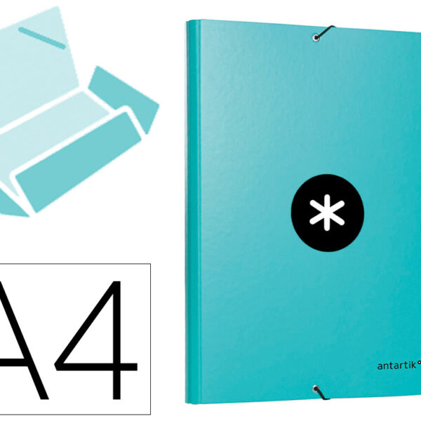 PASTA DE ELASTICOS ANTARTIK DIN A4 3 ABAS CARTAO FORRADO COR MENTA