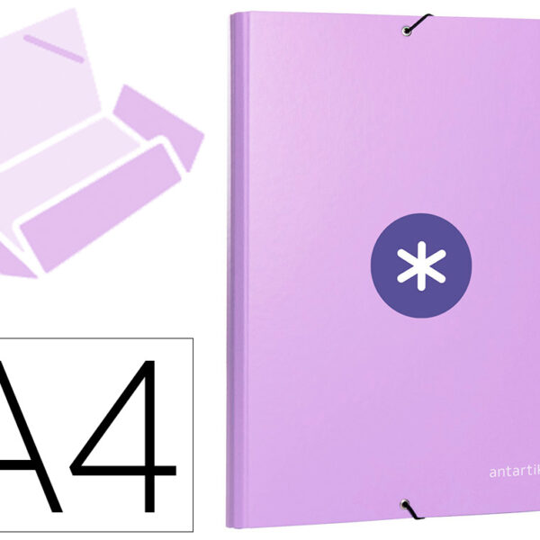 PASTA DE ELASTICOS ANTARTIK DIN A4 3 ABAS CARTAO FORRADO COR LAVANDA