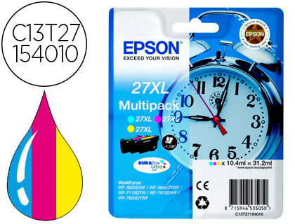 TINTEIRO EPSON 27 XL WF3620 / 7110 / 7610 / 7620 PACK MULTICOLOR
